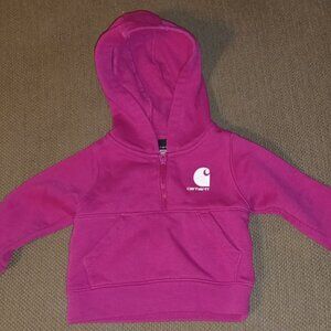 Carhartt Baby Hoodie 6M Dark Pink 1/2 Zip Pullover Sweatshirt Pouch Pocket